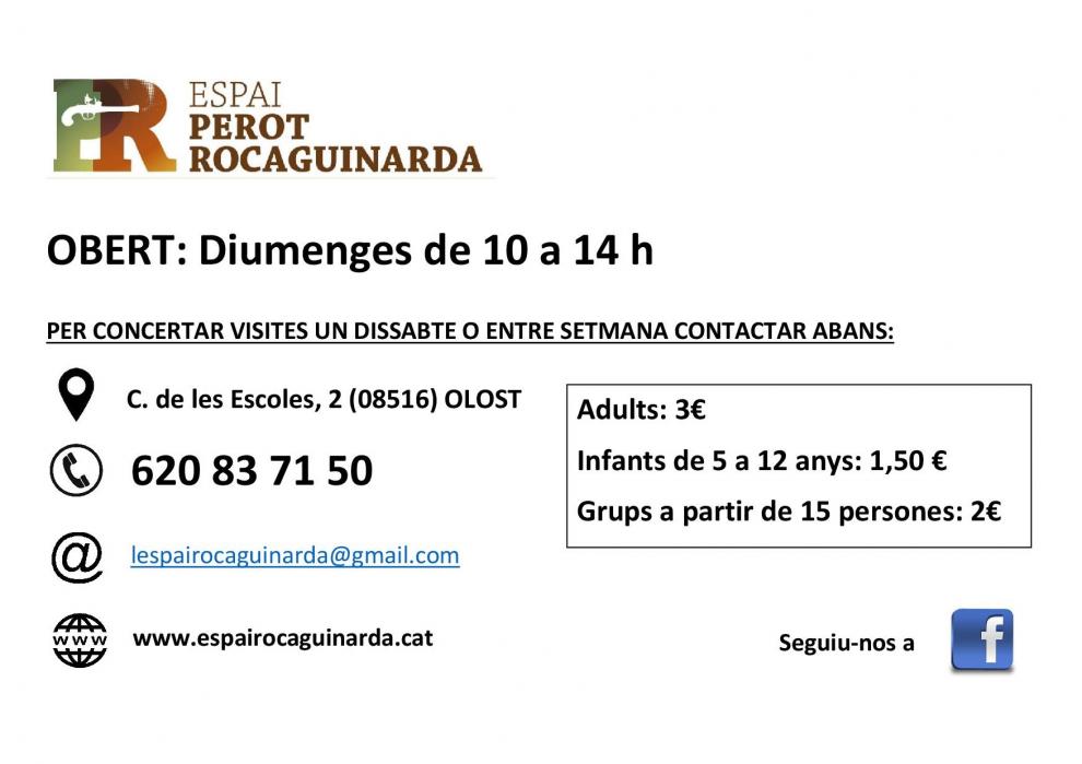 Nou horari d'obertura de l'Espai Rocaguinarda